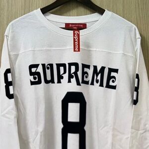 Supreme White Long Sleeve Tee with Black Print